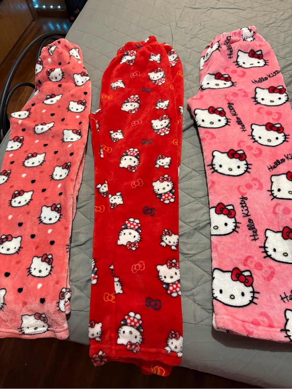 Hello Kitty  Plush Pajama Pants Set - Pink & Red
